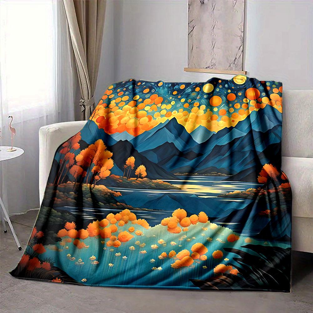 1pc Autumnal Fantasy Lightweight Flannel Blanket, Comfortable and Warm Blanket, for Office and Camping Sofa Bed, Livingroom081