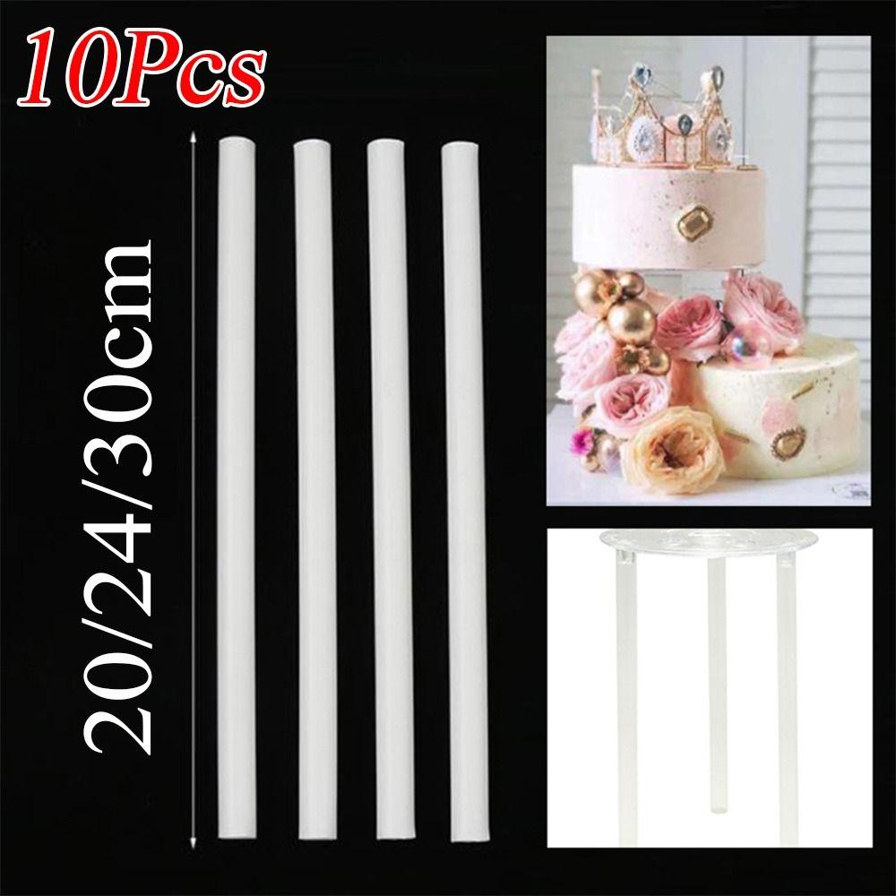 10Pcs 20cm/24cm/30cm Cake Support Rods Reusable Round Dowels Straws Baking Accessories