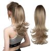 Synthetische Klip In Paardenstaart Haarverlengingen Haarstuk 14" Nep Blond Haar Golvend Nep Vlecht met Elastisch Band Paardenstaart