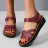 Genuine Leather Sandals for Women 40-60 Years - Non-Slip Soft Sole Summer Comfort Footwear for Mature Ladies