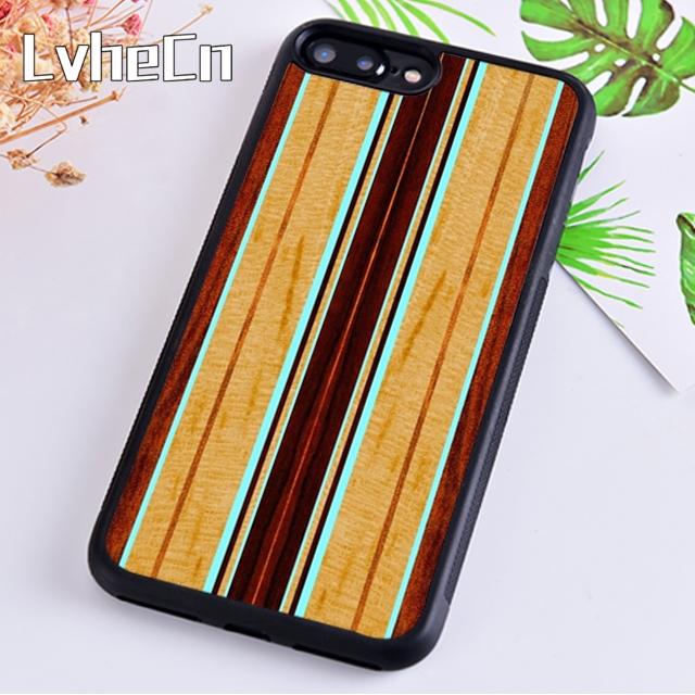 Hawaiian Faux Wood Surfboard Phone Case For iPhone 17 Air 14 15 16 16e 13 12 Max Cover For Apple 11 Pro Max Plus