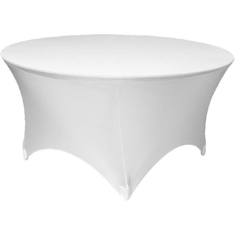 GFCC Stretch Spandex Table Cover White for 72 inch Round Table Fitted Tablecloth Linen Tablecloth Wedding Party Birthday Decor