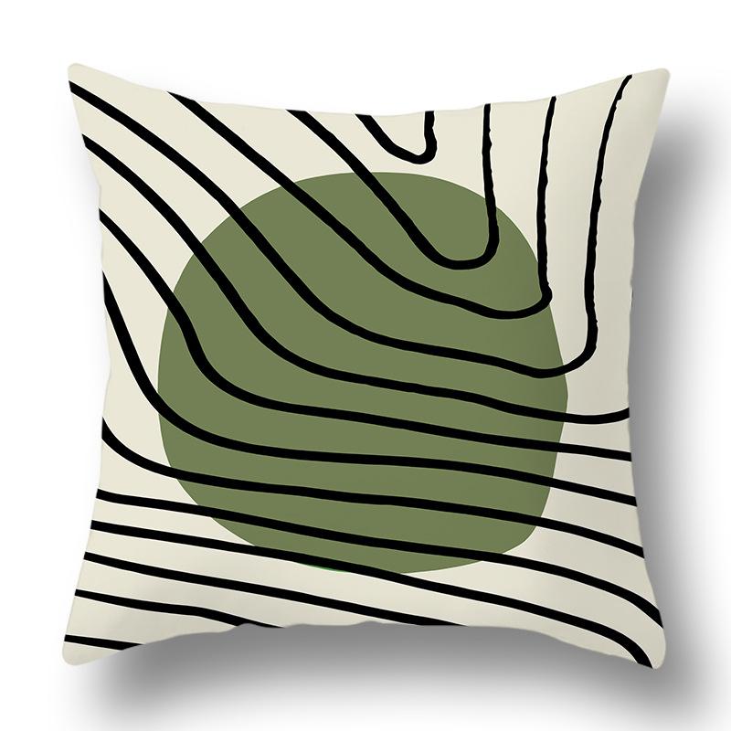 Nordic Abstract Green Geometric Pillowcase Flower Print Home Petal Velvet Pillow Cushion Cover