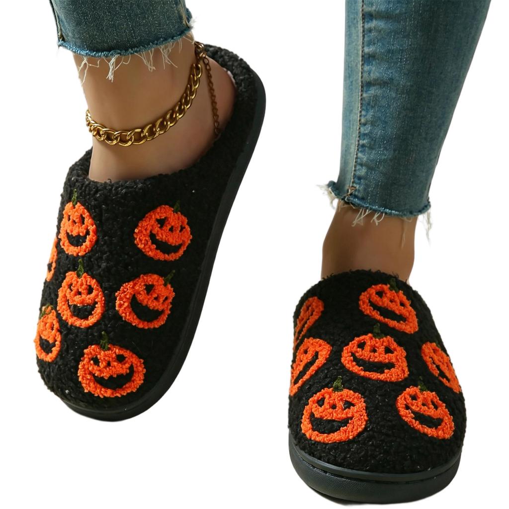 Pantofole da Casa da Donna in Cotone con Design Zucca Carina per Uso Interno