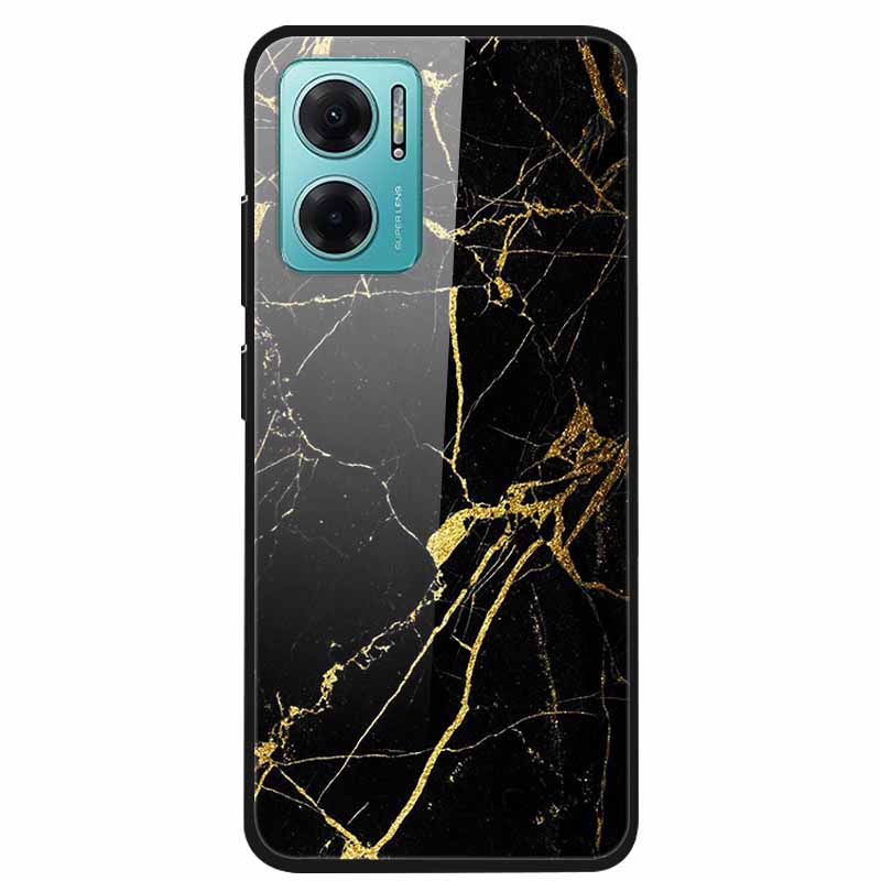 Case For Xiaomi Redmi Note 11E Luxury Tempered Glass Hard Back Cover For Redmi Note 11E Capa Shockproof Flower Funda Wolf Coque