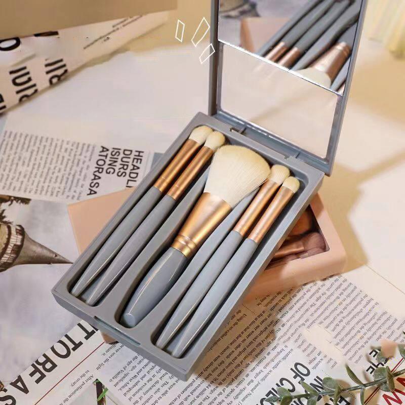 New 5-Piece Mirrored Makeup Brush Set With A Window Portable And Multifunctional Eyeshadow Makeup Tool