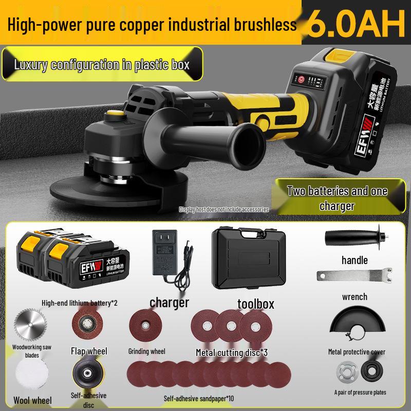 High-Power Brushless Cordless Angle Grinder: Multi-functional Lithium Battery Cutting & Polishing Tool