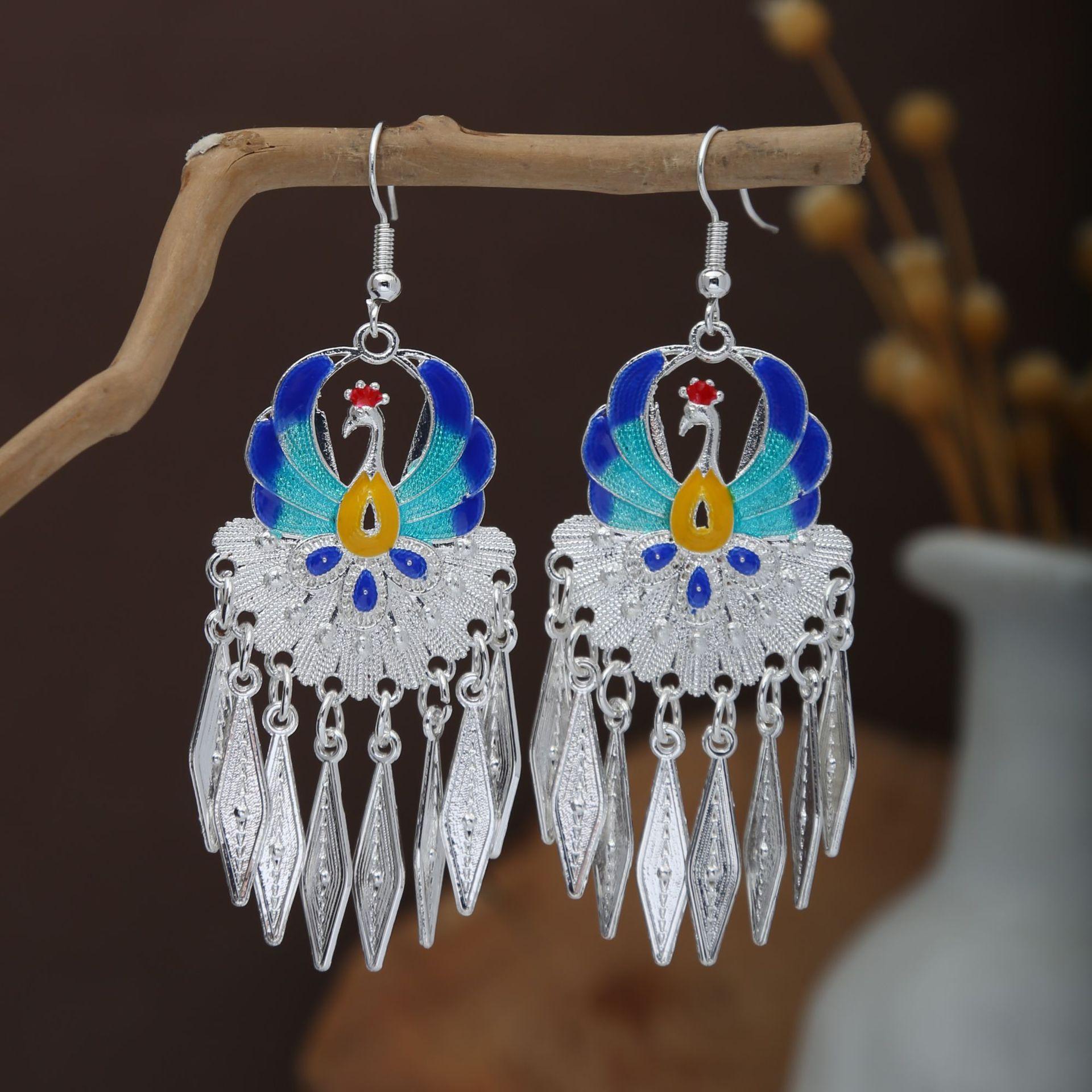 Bohemian Long Fringed Water Drop Earrings Retro Ethnic Style Earrings Women S Colorful Butterfly Necklace Women S