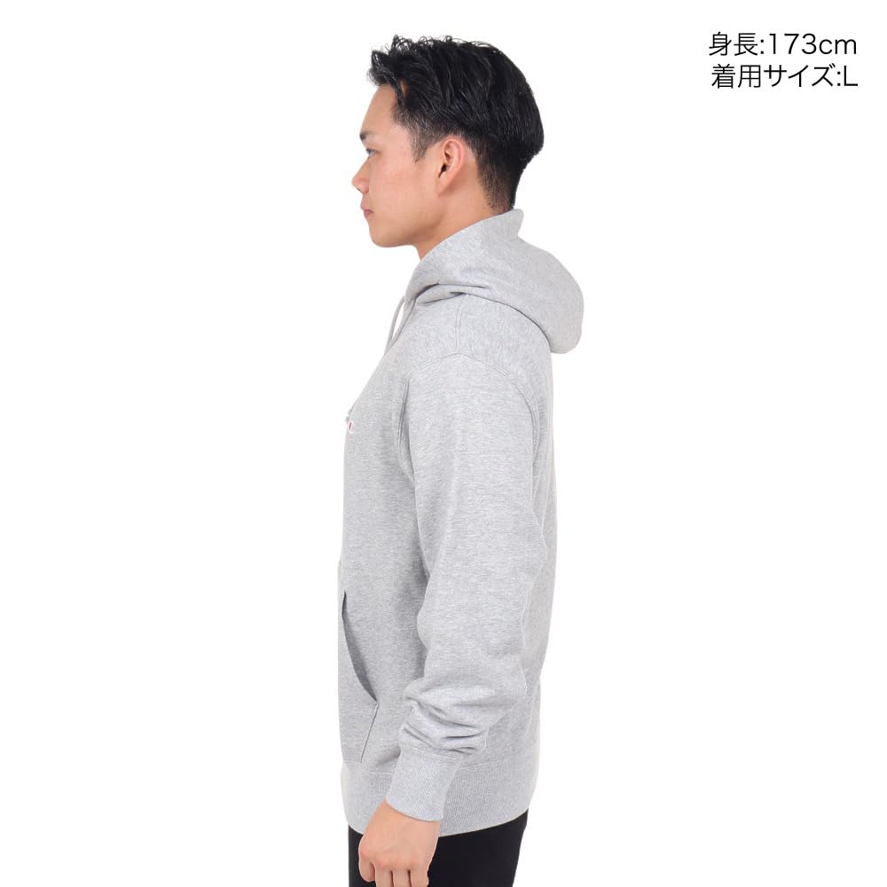 Champion Basic Long Sleeve Fleece Hoodie with Embroidered Oxford Gray Men's Logo, (Size 70) C3-W101Z