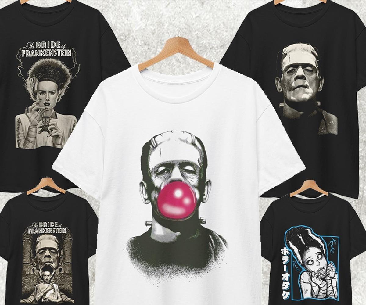 The Bride and Frankenstein T Shirt For Halloween, Horror Monster Unisex Tee L