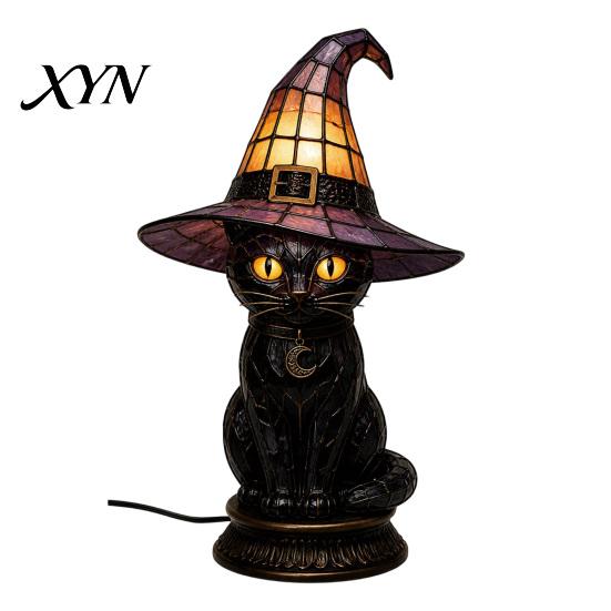 Sezonowa Lampa Dekoracyjna Lampa Kapelusz Czarownicy, Kolorowe Światło LED, Halloweenowy Stół z Ciepłym Blaskiem, Gotycka Dekoracja Sypialni Lampka Nocna na Kominek Półkę