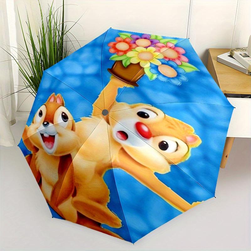 

Chip & Dale Floral Bouquet Automatic Open/CloseCartoon Umbrella-CuteUmbrella with Cute Design, Portable 3-Fold Compact Umbrella for Men & Wo