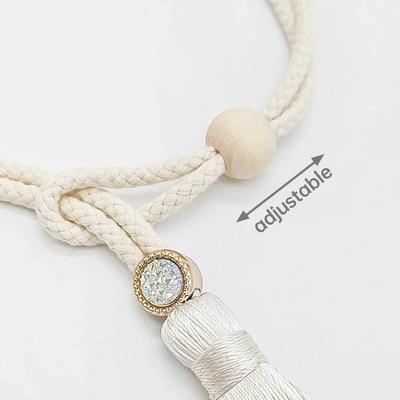 2 PCS Adjustable Cotton Cord Curtain Tiebacks Curtain Straps Bohemian Chic Log Loop Curtain Buckle Strap With Tassel Hand Woven
