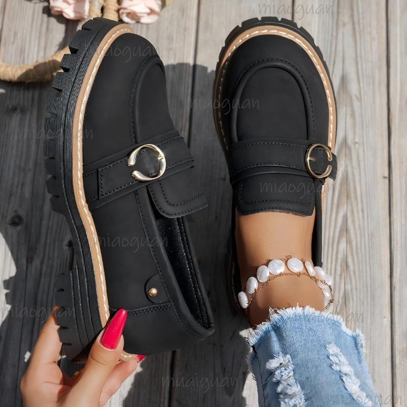 Damskie mokasyny vintage z miękkiej skóry, wsuwane, na platformie, na grubej płaskiej podeszwie, rozmiar 36-43, jesienne, swobodne, wygodne, wygodne, wygodne buty typu mule