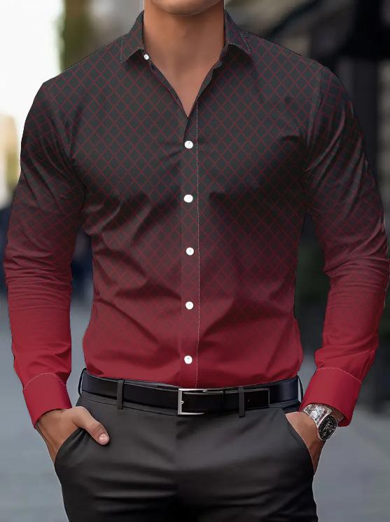 European and American Men's Clothing Casual Personality Trendy Men's Long-sleeved 1D Digital Printing Shirt Large Size Shirt Casual Versatile