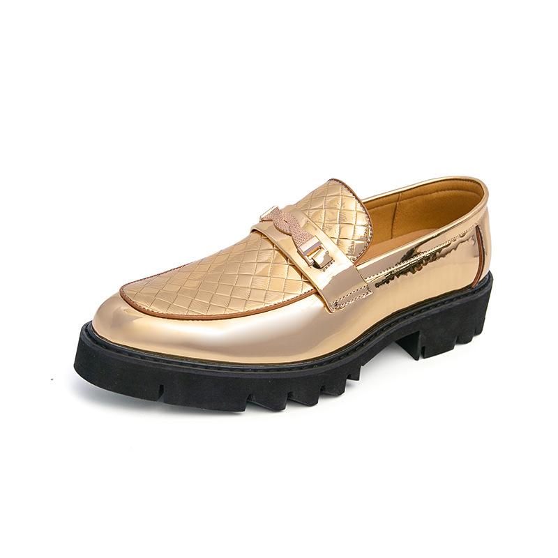 Men's Glossy Large Size Foot Cover Pointed Leather Shoes British Style Dress Business Casual Shoes Hairdresser Men's Shoes