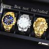 3pcs Men's Luxury Fashion Watch Alloy Strap Mens Watch Round Business Wrist Watch for Men Suitable for Daily Wear Set