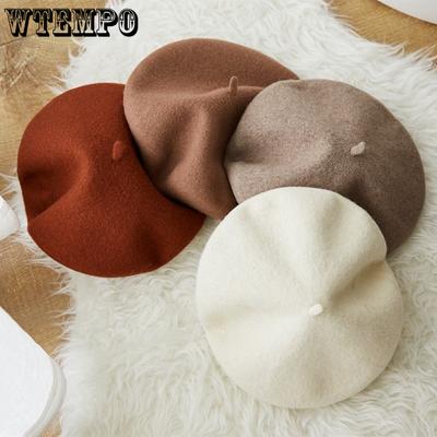 Soild Color Vintage Womens Girls Artist Hats Winter Warm Plain Beret Beanie Hat Simple Fashion Women Caps Head Wear Caps