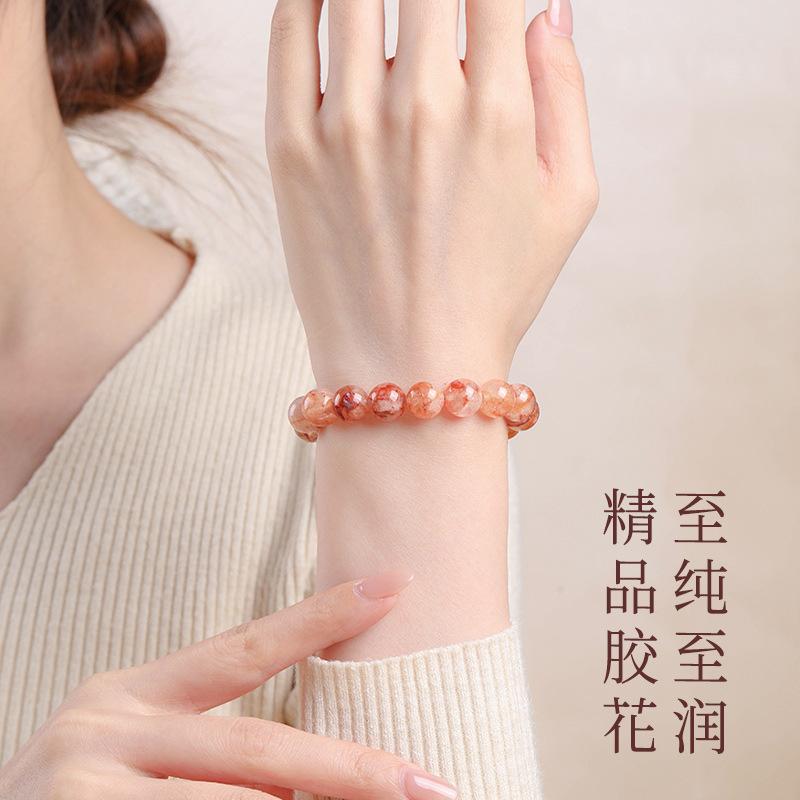 New red crystal bracelet with gradient color and ice-effect round beads, single-loop women's accessory, direct delivery
