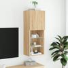 Wand-TV-Sideboard für das Wohnzimmer, 3 offene Fächer und 1 Fach mit Tür, vielseitiger Wandschrank, 40,5x30x102 cm