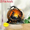 Pumpkin Witch, 2D Flat Acrylic, Tabletop Decoration, Ornaments, Suitable for Living Room, Office, Gifts, Halloween, Christmas