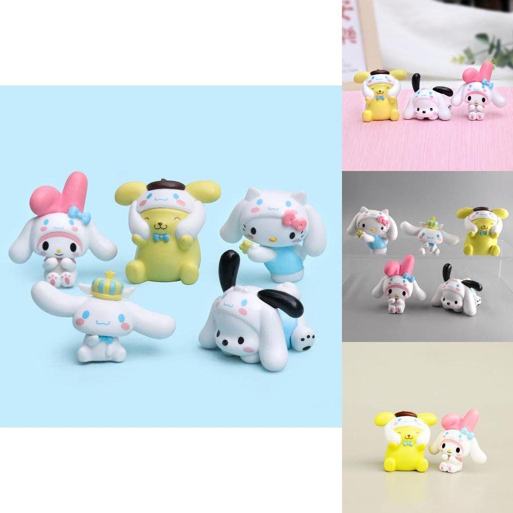 Adorable Sanrio Characters Cute Cartoon Kuromi My Melody Cinnamoroll Figure Toys Set