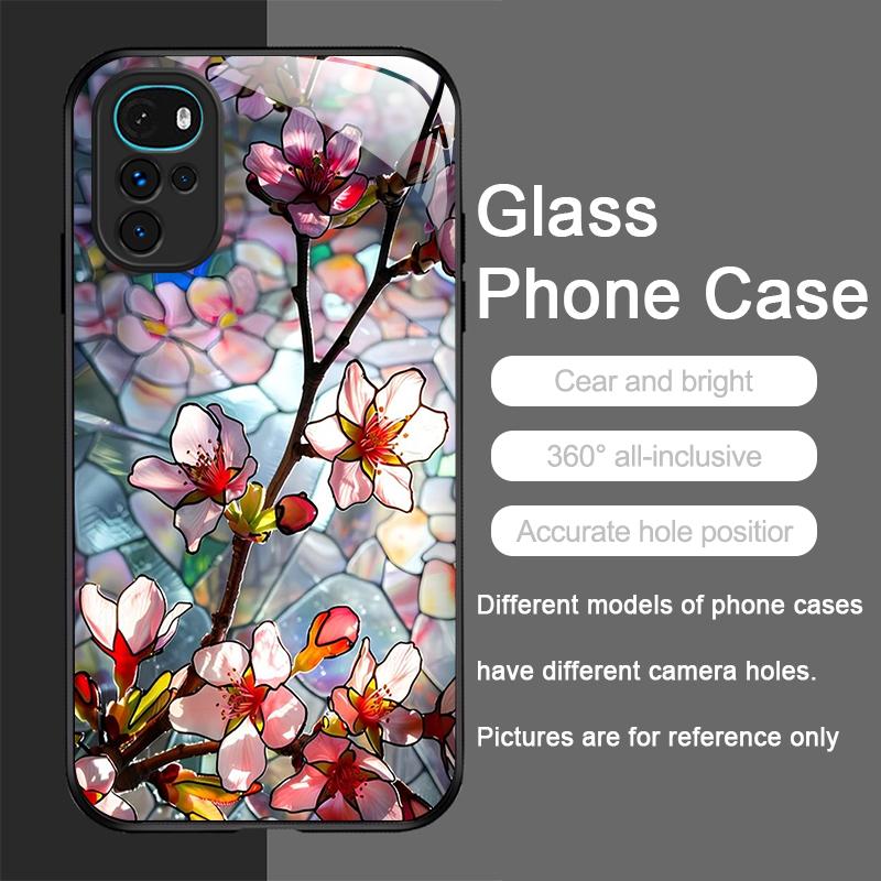 Orchid Flower Lotus Blooming Large Petals Tempered Glass Phone Case for Motorola Moto G85 G84 Edge 50 Fusion 40 Neo 30 Pro Cover