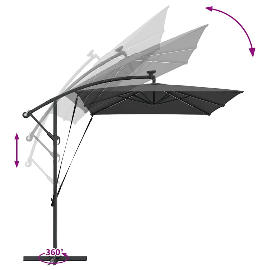 LED Strip Light Sun Umbrella Anthracite 294 X 200 X 270 Cm