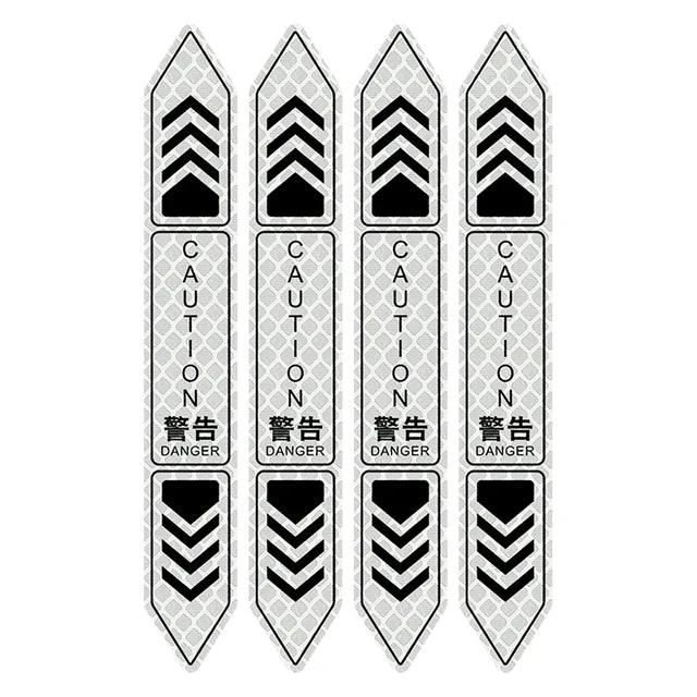 4PCS Reflective Car Door Sticker Safety Opening Warning Reflector Tape Decal Car Accessories Exterior Interior Reflector Sticker