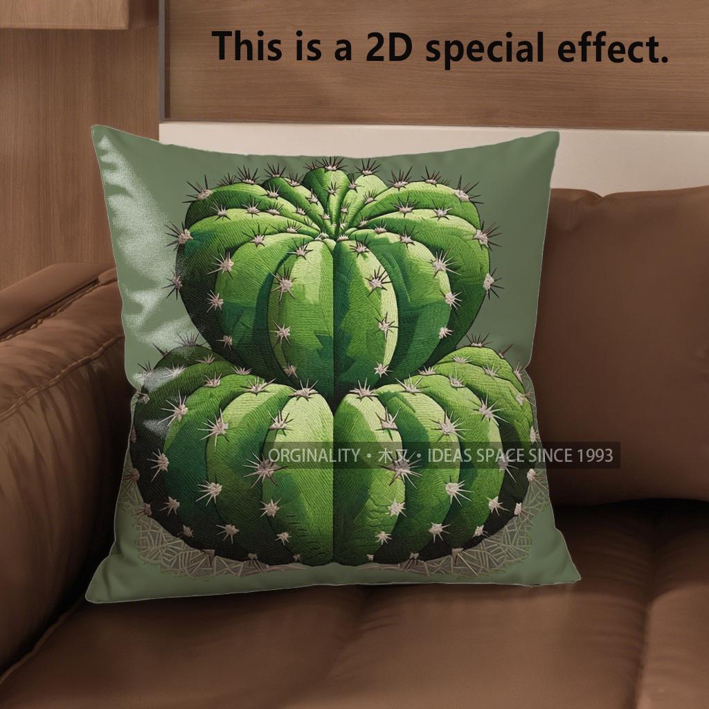 2D Vintage Cactus Print Square Throw Pillow Cases** Pattern Cushion Cover Suitable For Sofa Bedroom Car Pillow Cover