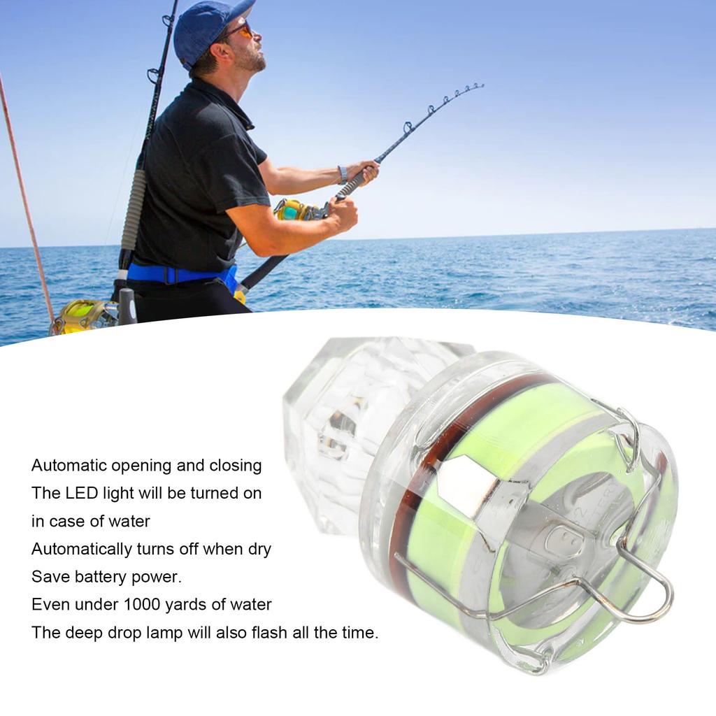 5Pcs Fishing Lure Light Diamond Shape LED Corrosion Resistance Auto Open Flashing Bass Lure Light Green