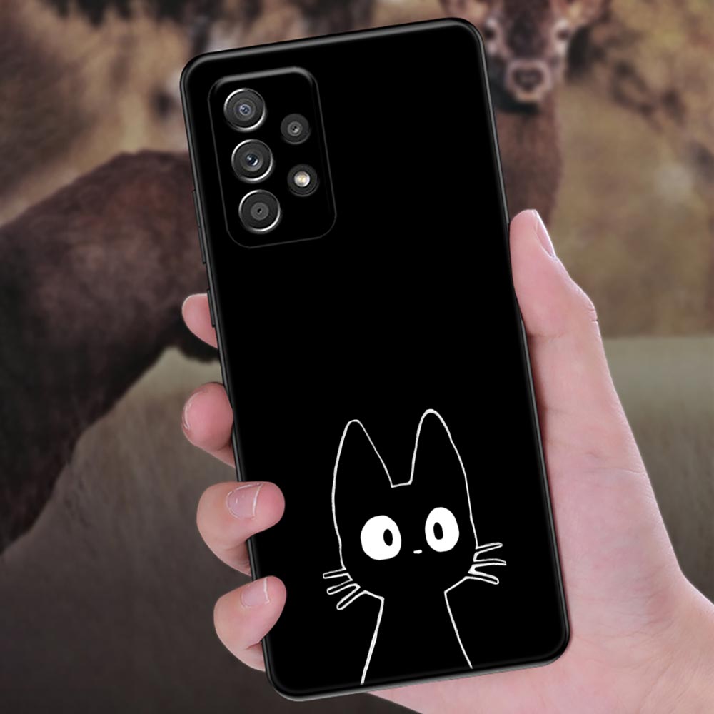 Funny Cute Cat Line Art Phone Case For Samsung Galaxy A57 A56 A37 A55 A36 A26 A54 A52 A35 A34 A25 A17 A16 A15 A07 A06 Soft Cover