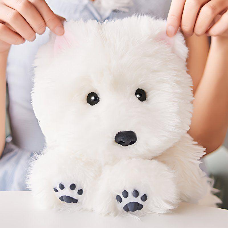JIAERDI Plush Sweet Cute Dog White Backpack Women Harajuku Realistic Puppy Mini Backpacks Ladies Soft Animal Mochilas Mujer
