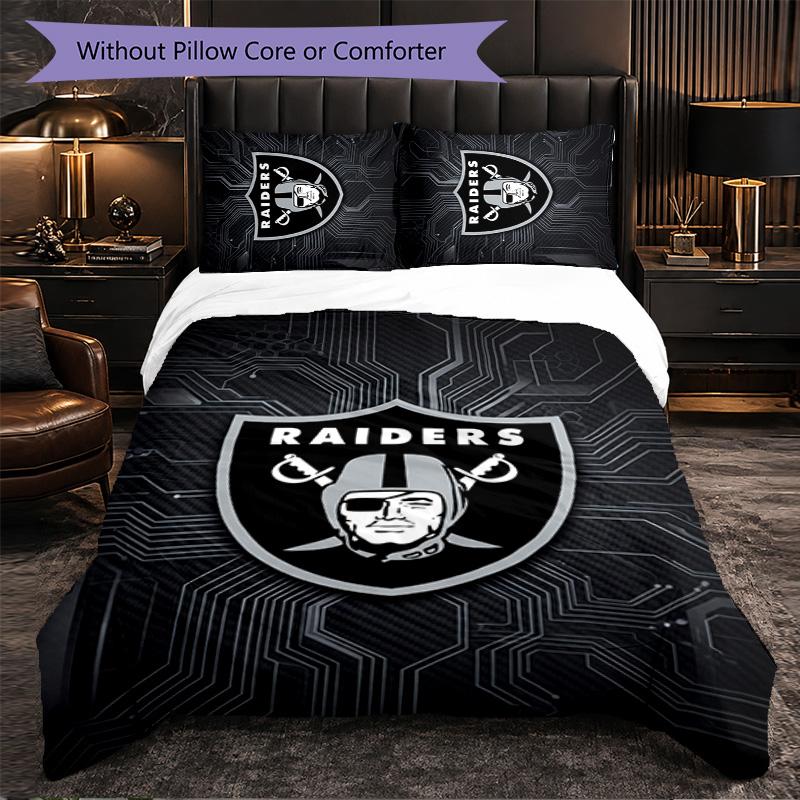 Set Biancheria da Letto 3 Pezzi in Microfibra con Motivo Las Vegas Raiders Decorazione Copripiumino per Camera da Letto Uso Domestico