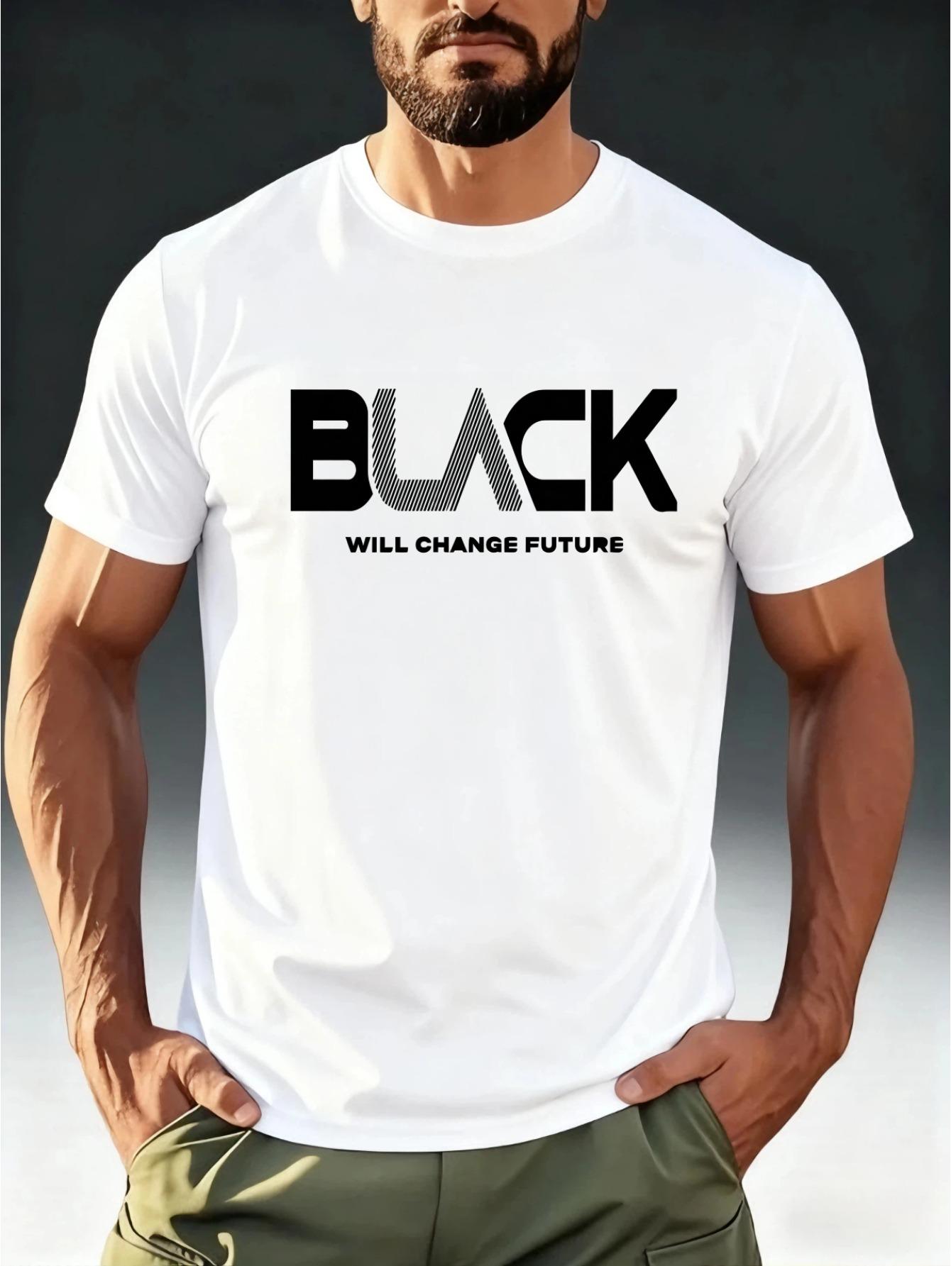 Men s Trendy Street Style  BLACK Future  Deconstructed Letter Themed Print T-Shirt L
