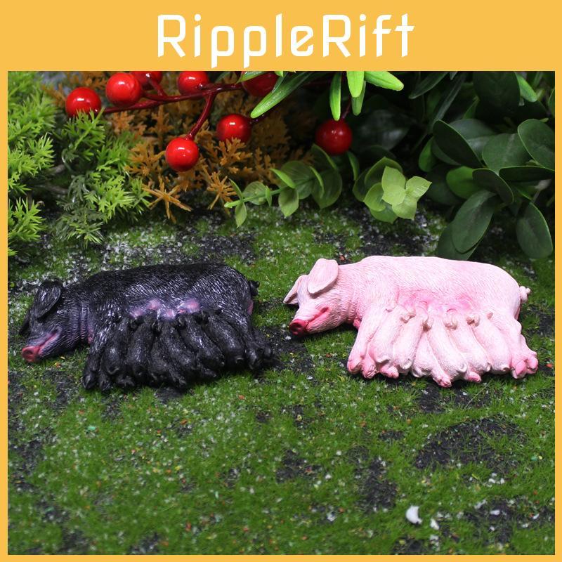 Landscape Micro Resin Pig And Piglet Ornament Farm Scene Decoration Home For