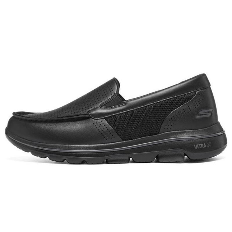 Skechers Go Walk 5 Slip On Leather Walking Shoes Black 216023-BBK 42