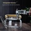 High Temp Resistant Glass Teapot with Bamboo Handle for Boiling Water & Brewing Tea - Complete Tea Set