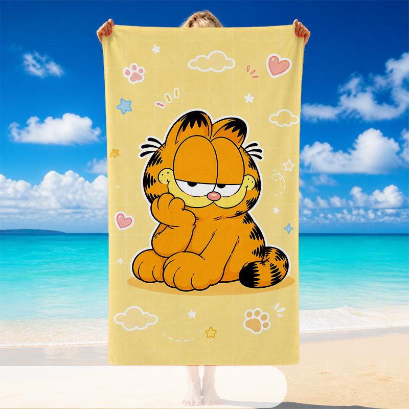Quick Dry Beach Towel Garfield cartoon Pattern, Lightweight Absorbent Towel for Pool Beach Vacation Use