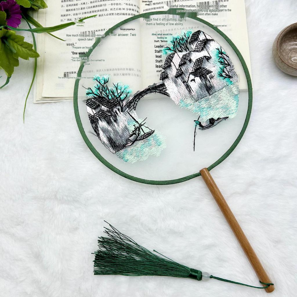 Ancient Style Single-Sided Suzhou Embroidery Dance Fan