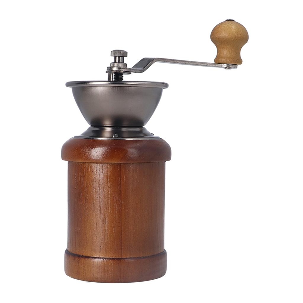 Coffee Grinder Manual Oak Stainless Steel Retro Ergonomic Crank Handle Conical Grinding   Portable Coffee Bean Grinder