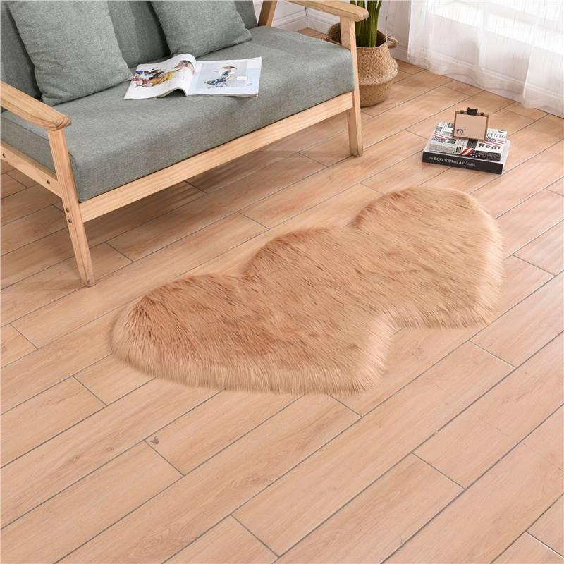 Simple Faux Wool Irregular Bedside Rug for Bedroom and Living Room