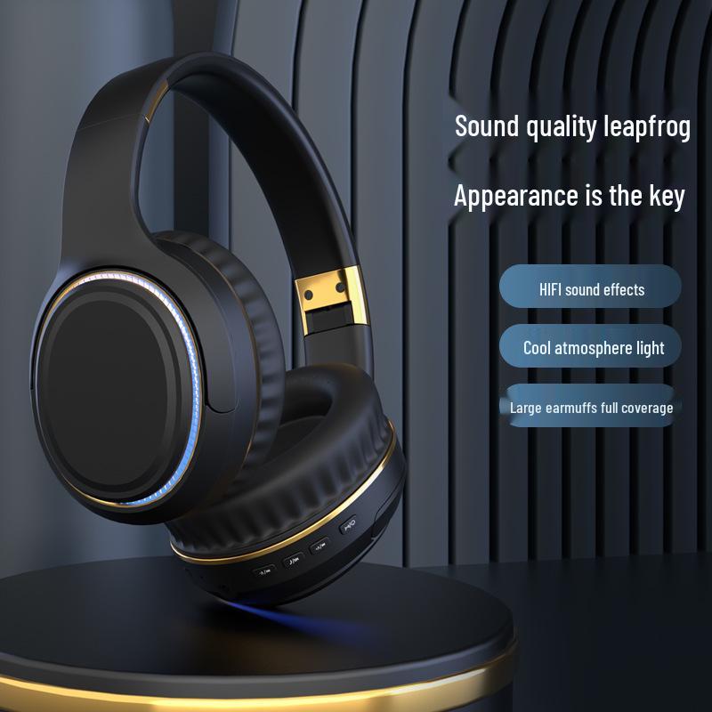 New H6 Wireless Over-Ear Bluetooth Headphones with Atmosphere Light and Heavy Bass, Foldable and Retractable Design