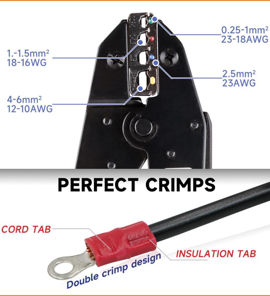 40J/03BC European Ratcheting Crimping Pliers for Pre-insulated, O-type, and U-type Terminals