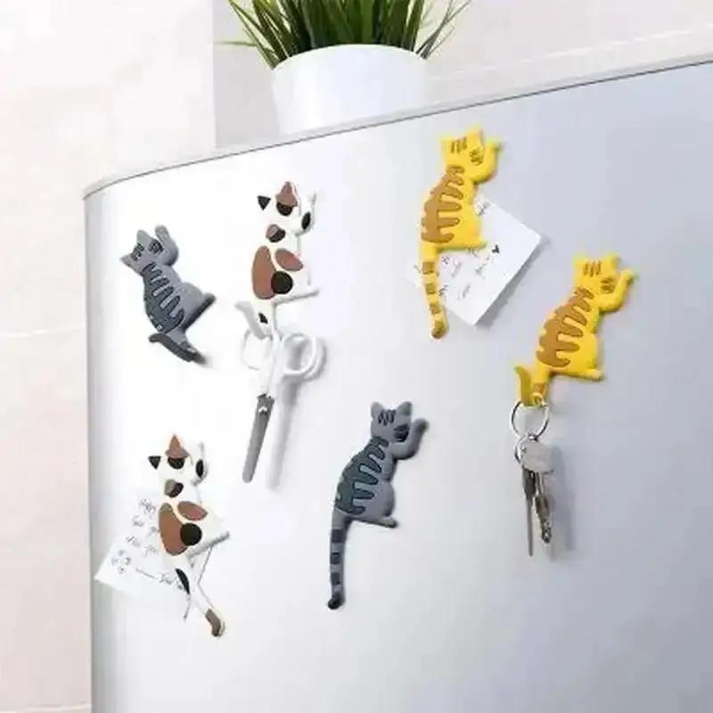 Kitchen Creative Shape Cute Hook Cartoon Refrigerator Magnet Household Cat Magnet Refrigerator Magnet Practical Accessories Tool