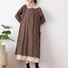 Japanese Mori Girl Spring Autumn Women Cotton Linen Dress Peter Pan Collar Floral Print Retro Dress Embroidery Hollow Out Elegant Vintage Dress