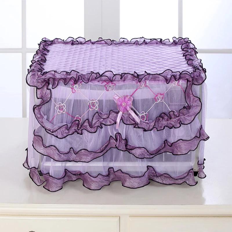 Universal Microwave Oven Cover Lace Oil Dust Proof Cover Embroidered Cute Cartoon Printed Electric Oven Cloth Kitchen Supplies