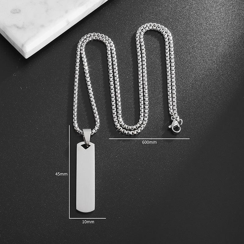 Simple Pendant Stainless Steel Three Dimensional Rectangular Geometric Necklace Men and Women Jewelry