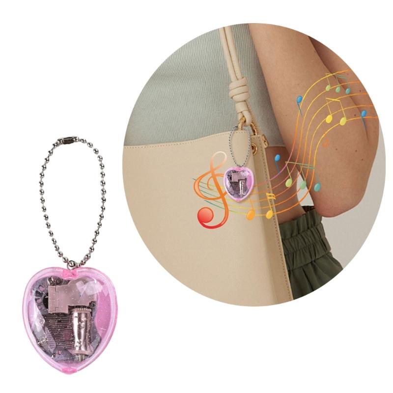 Romance Heart Shaped Music Box Bag Decoration Compact and Portable Pendant with Clear Sound Quality for Loved Ones