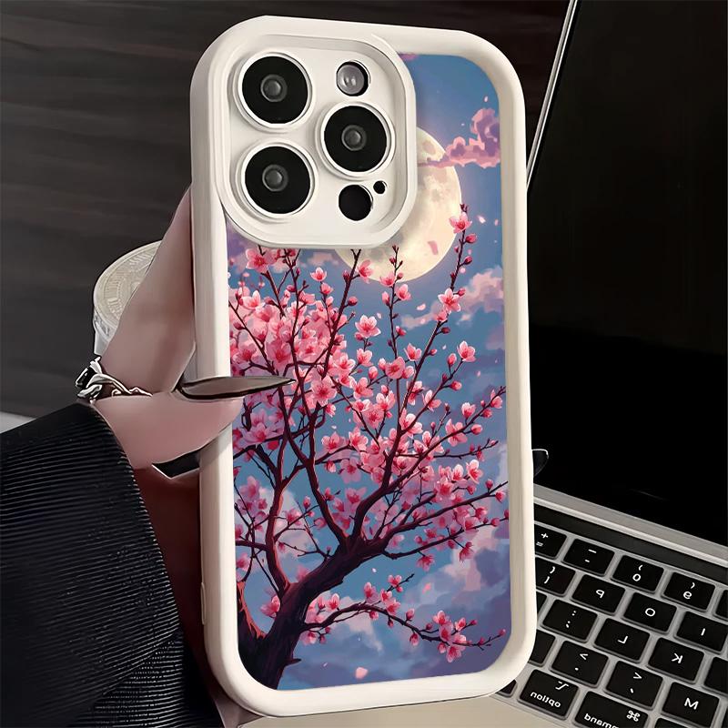 Handyhülle für iPhone 17 Air 16E 15 16 Pro Max Traumhafter Nacht-Kirschblütenbaum-Cover 14 Plus 13 12 Mini Weiche Schale Silikon Lustig